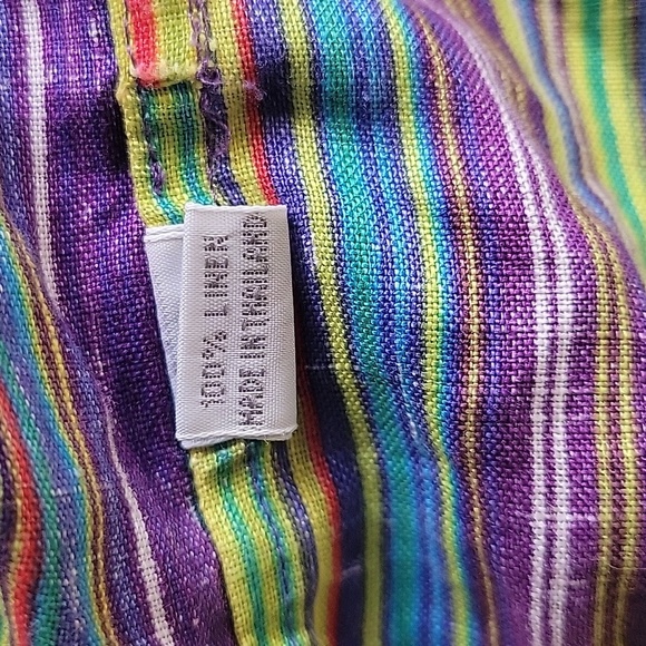 Jim Thompson 100% linen short sleeve striped men's sz large shirt - Picture 6 of 6